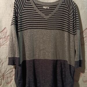 Maurices Black and Gray Striped Top